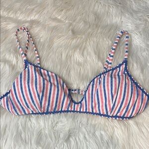 NWOT J. Crew Striped Bikini Swim Top Textured Size L